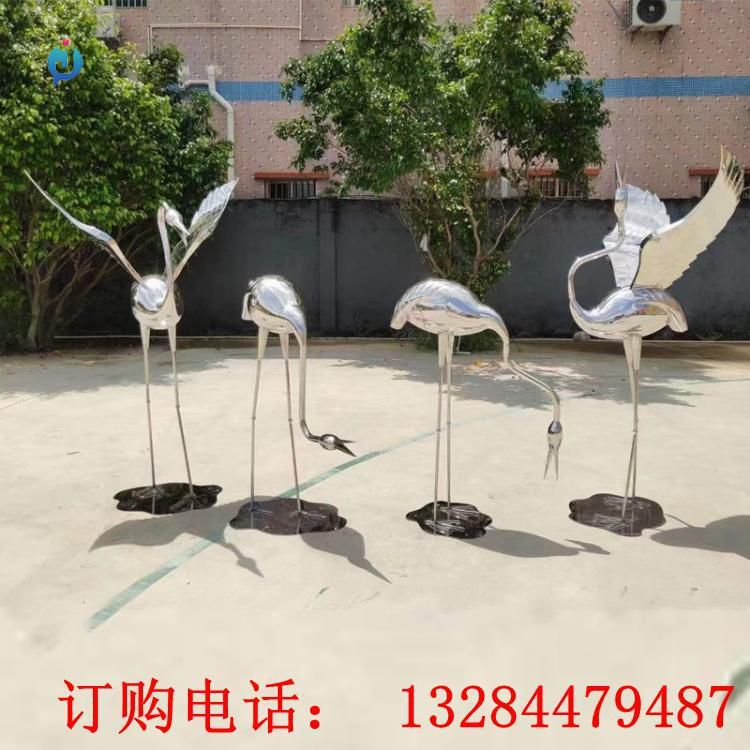 不銹鋼鏡面仙鶴雕塑