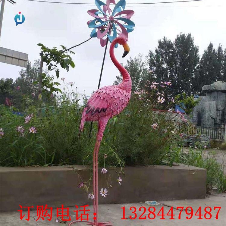 不銹鋼彩繪火烈鳥雕塑