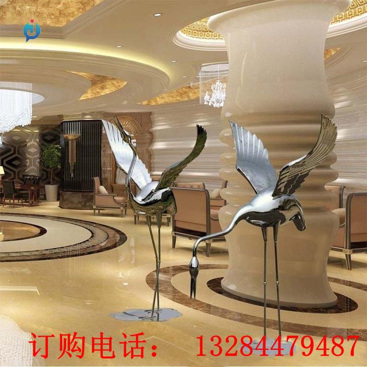 不銹鋼鏡面仙鶴雕塑