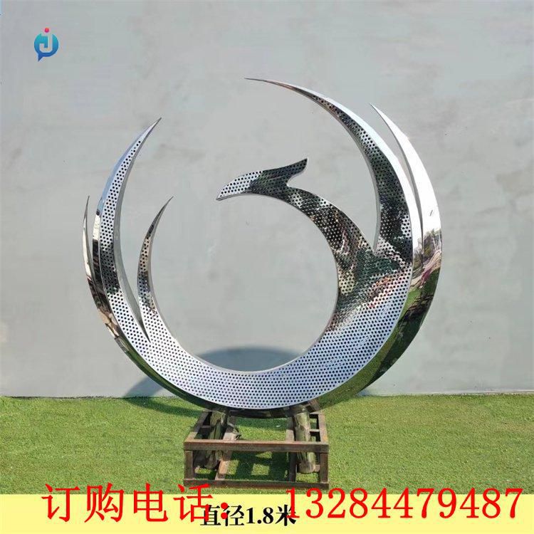 不銹鋼鳳凰圓環(huán)雕塑