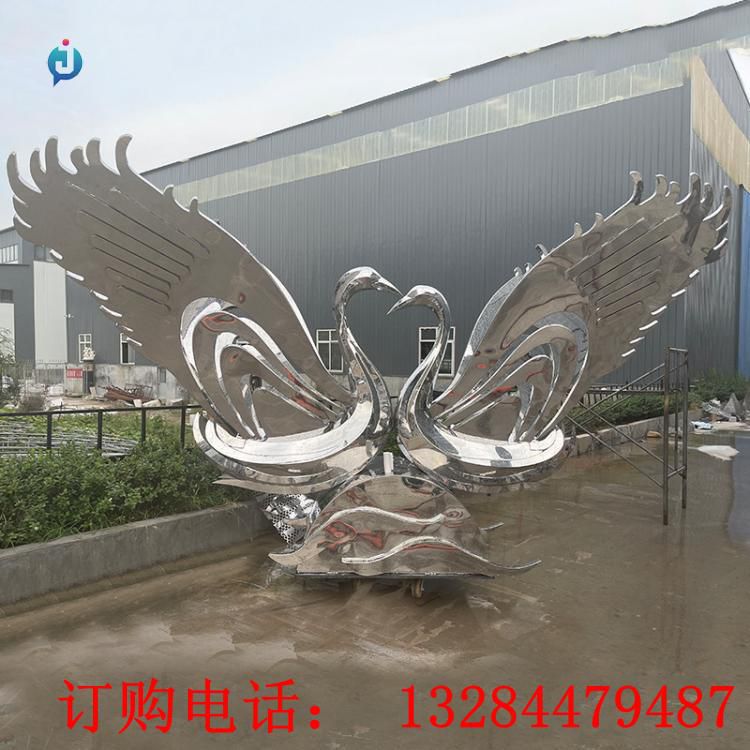 不銹鋼鏡面天鵝雕塑
