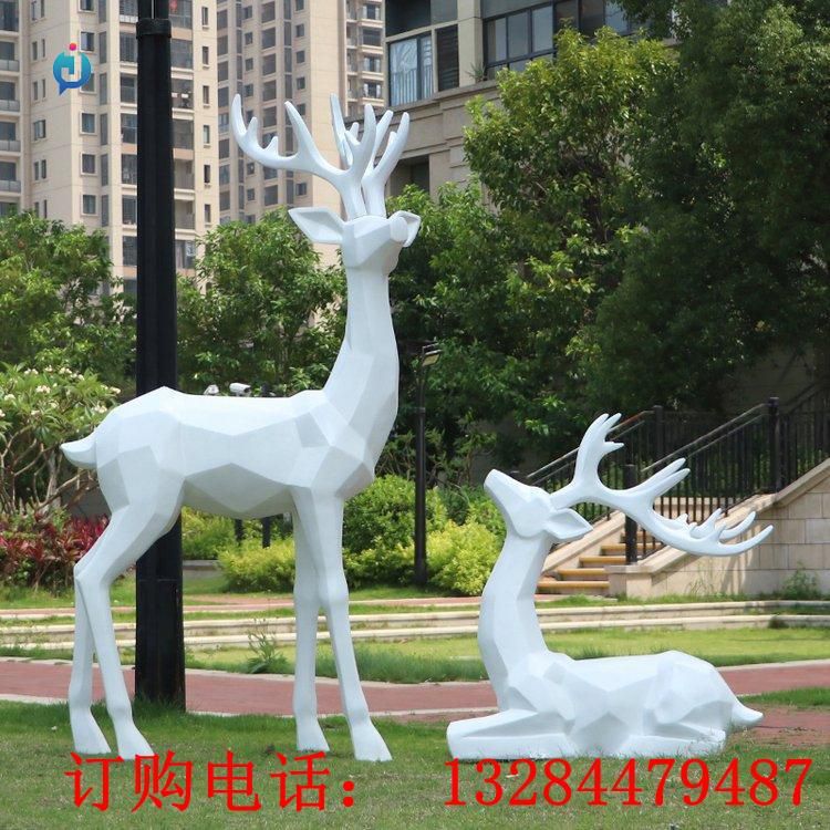 不銹鋼幾何梅花鹿雕塑