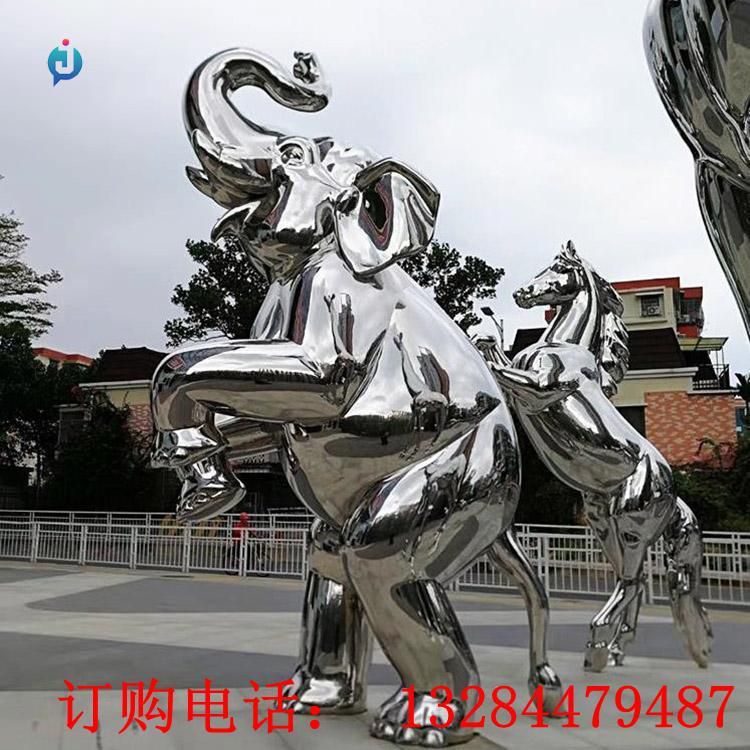 不銹鋼鏡面大象雕塑