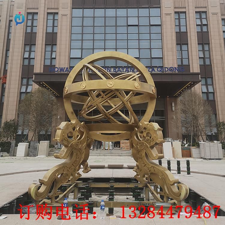 不銹鋼鏤空?qǐng)A球水景雕塑