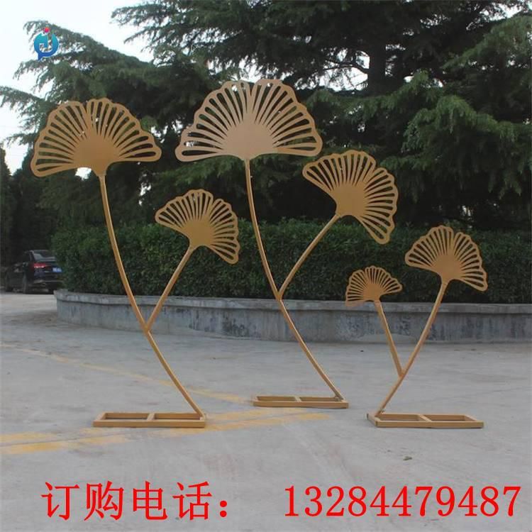 不銹鋼銀杏葉雕塑