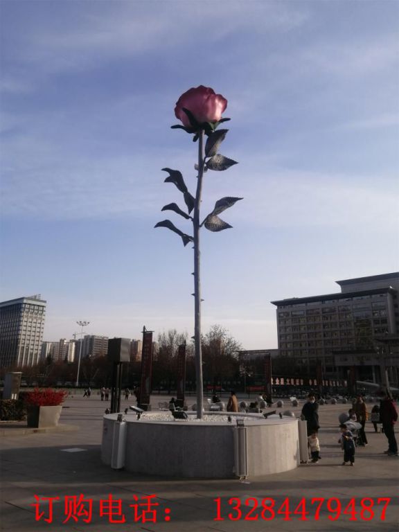 不銹鋼玫瑰花雕塑