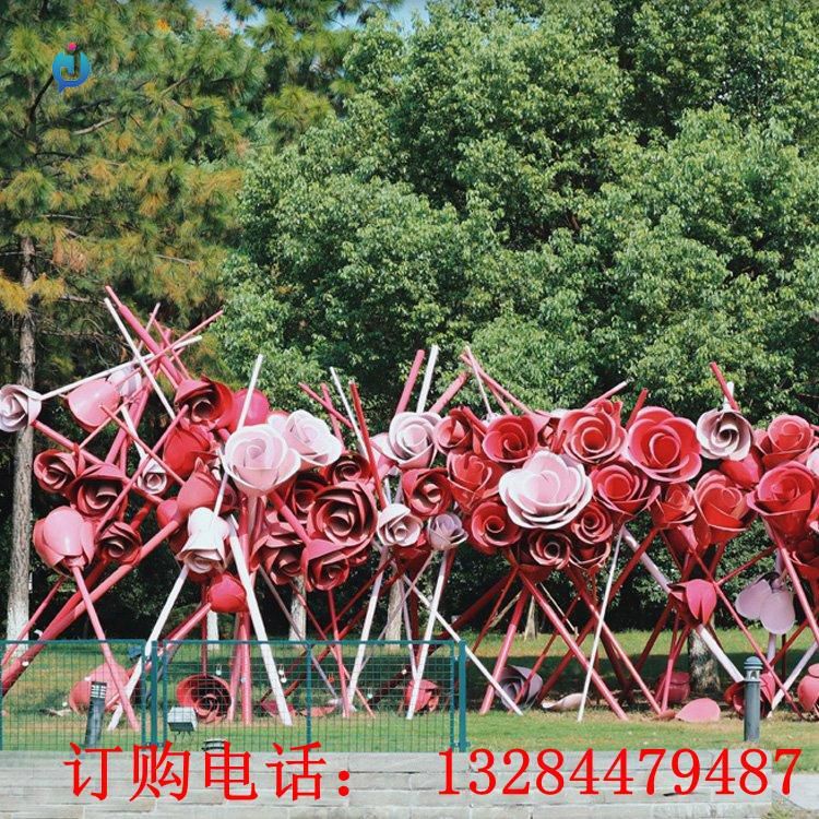 不銹鋼玫瑰花雕塑