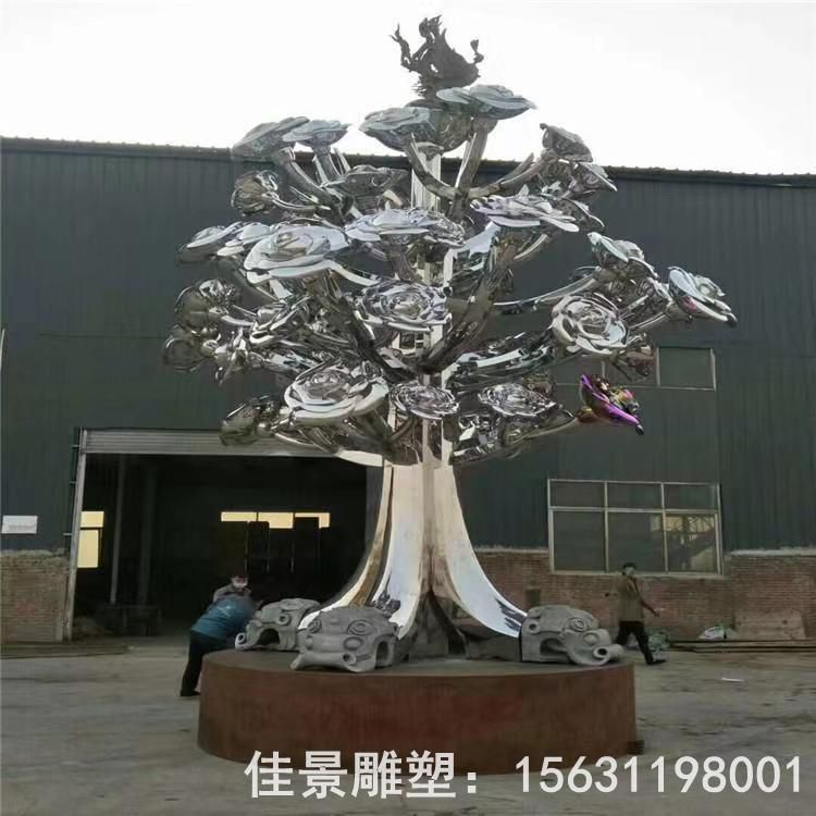 不銹鋼鏡面樹雕塑