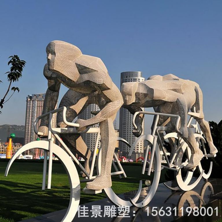 不銹鋼抽象騎車(chē)雕塑