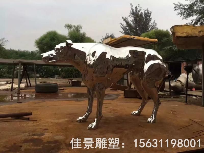 不銹鋼小區(qū)抽象狗雕塑