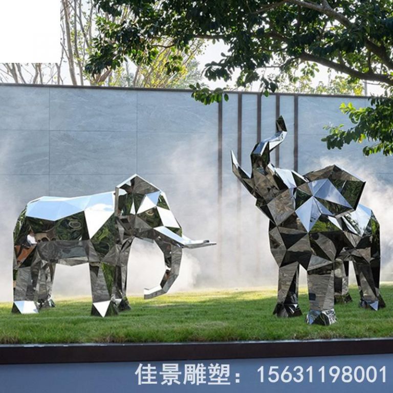 不銹鋼公園大象雕塑