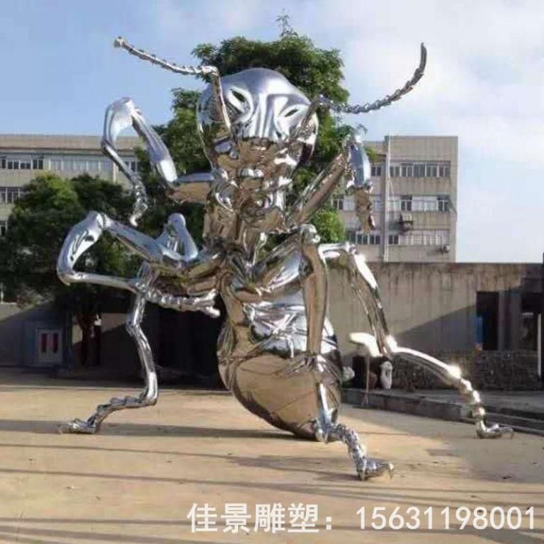 不銹鋼鏡面螞蟻雕塑