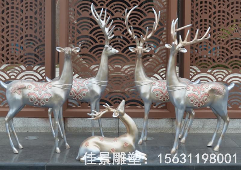 不銹鋼別墅梅花鹿雕塑