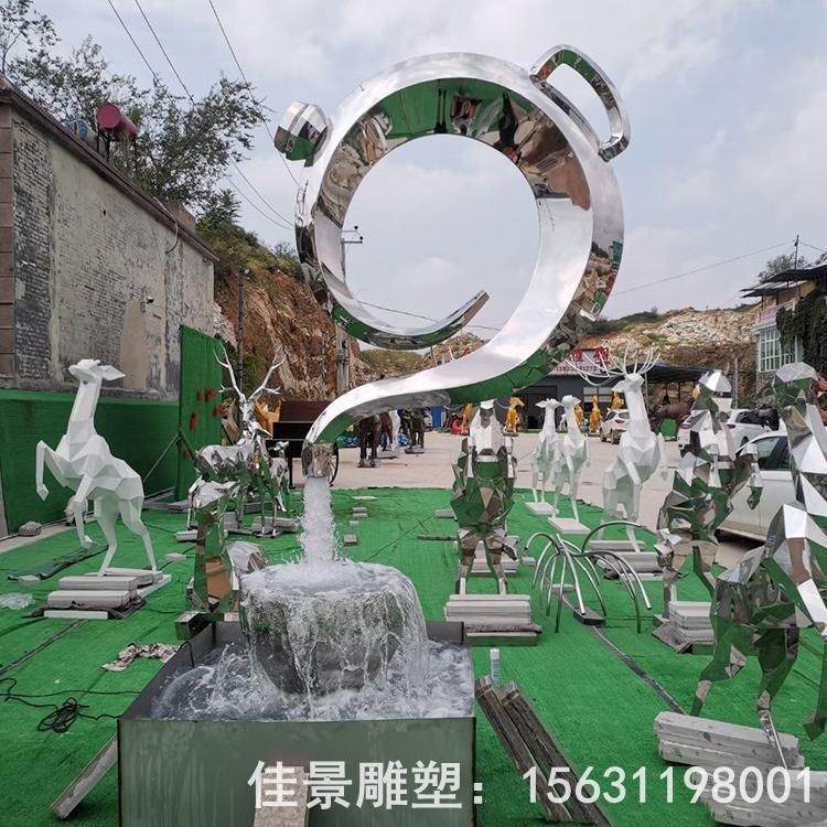 不銹鋼景區(qū)茶壺雕塑