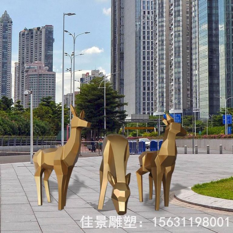 不銹鋼園林小鹿雕塑