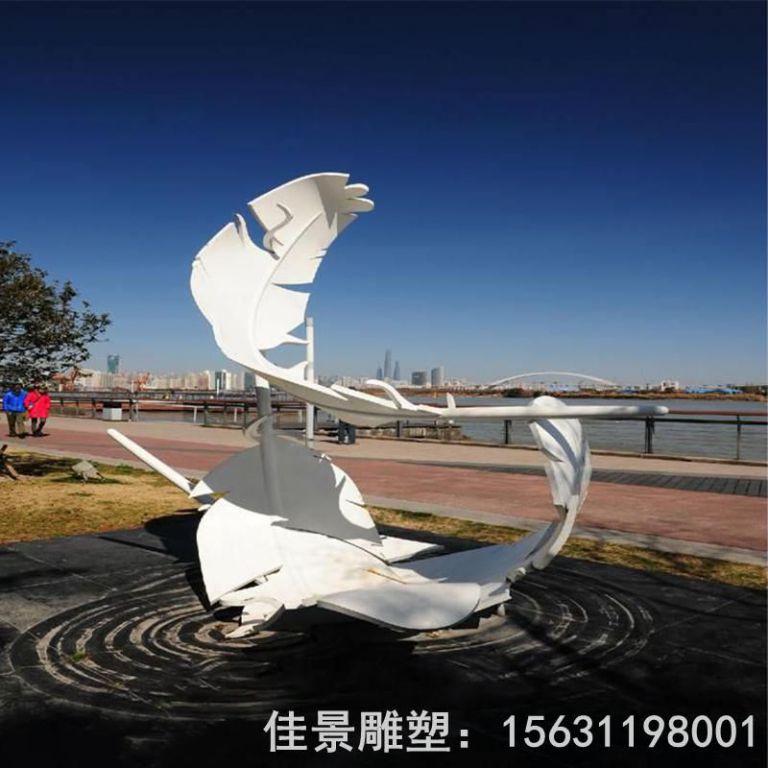 不銹鋼抽象羽毛雕塑