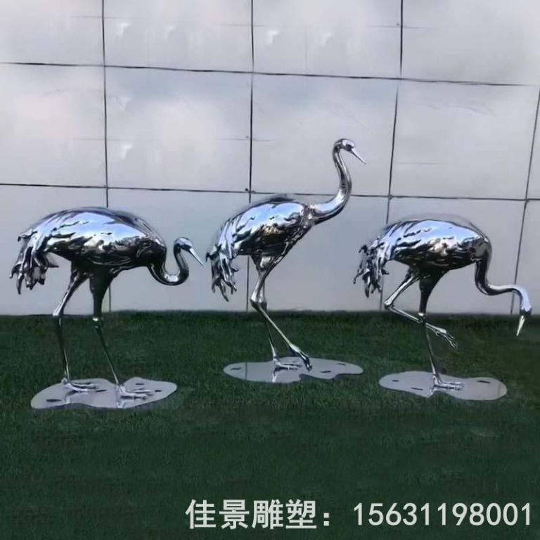 不銹鋼戶外仙鶴雕塑