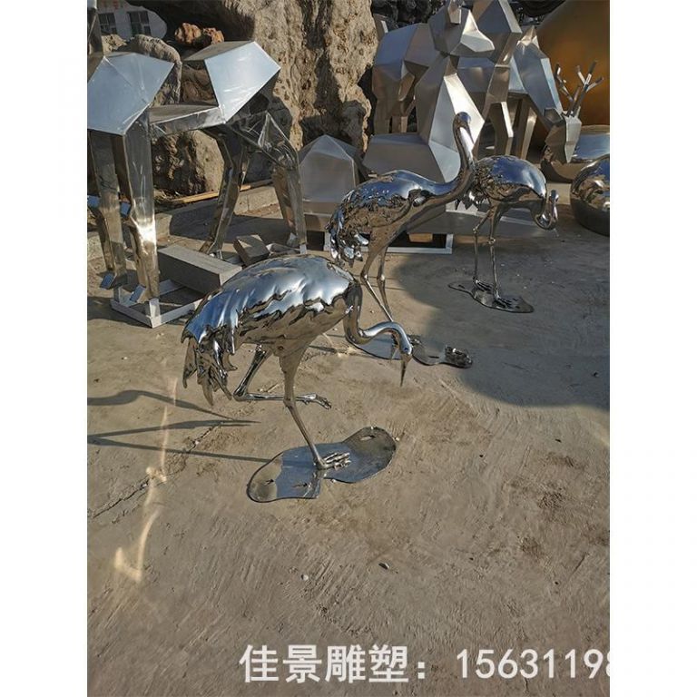 不銹鋼園林火烈鳥雕塑