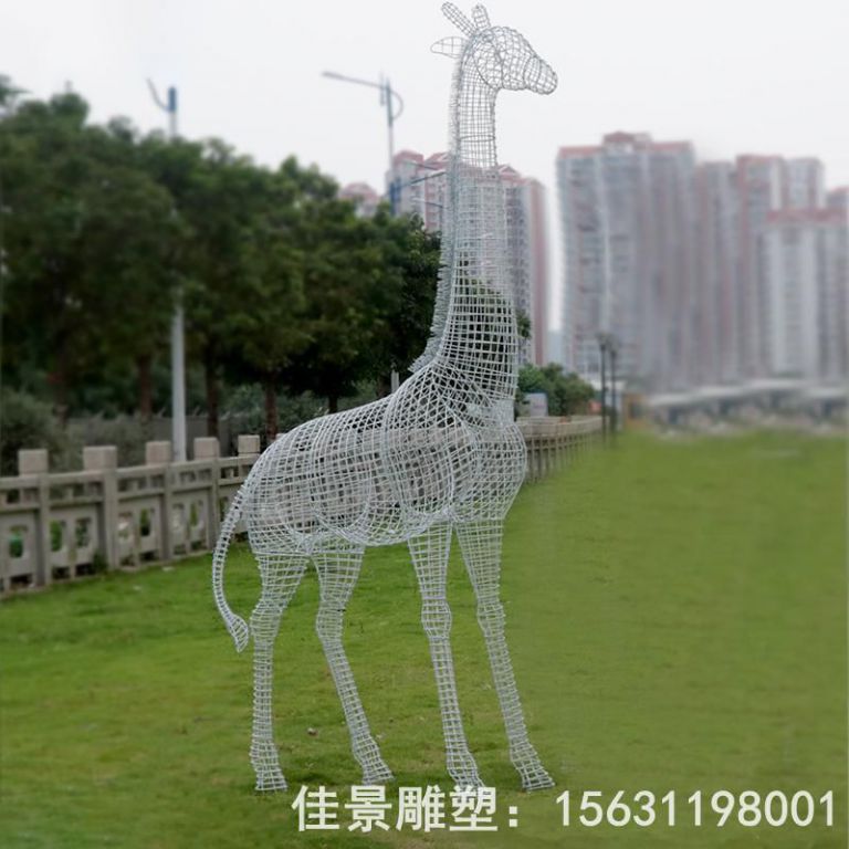 不銹鋼長頸鹿動物雕塑
