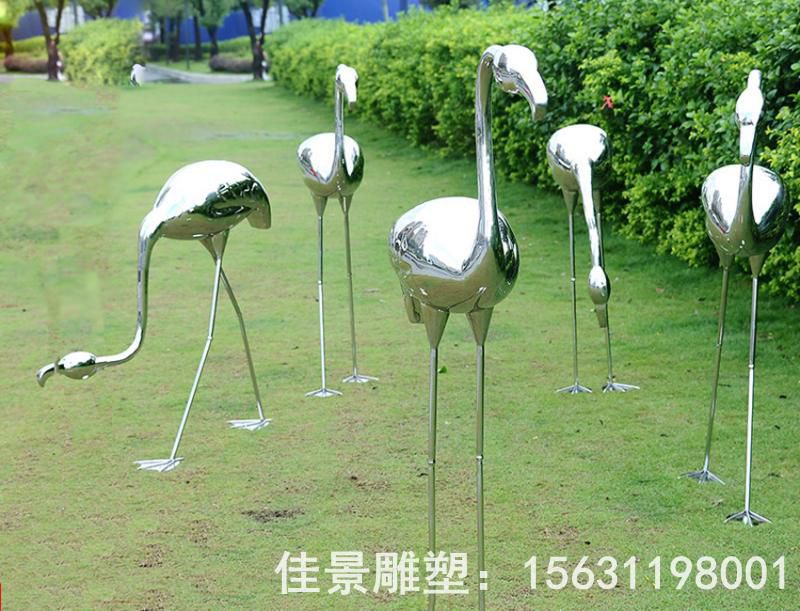不銹鋼鏡面仙鶴雕塑