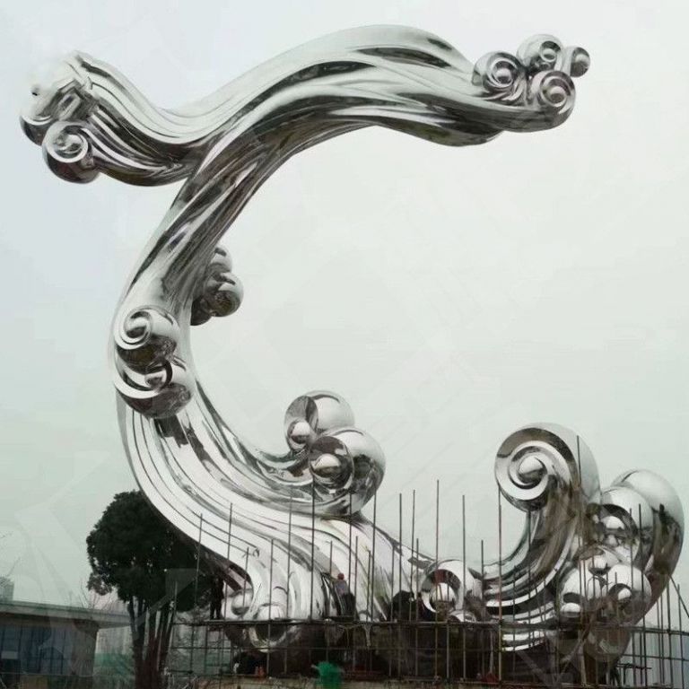 戶外不銹鋼園林大型抽象龍雕塑
