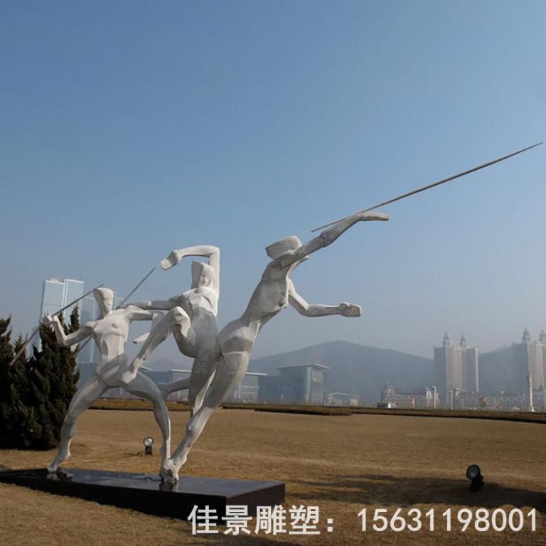 不銹鋼抽象幾何扔標(biāo)槍的人物雕塑