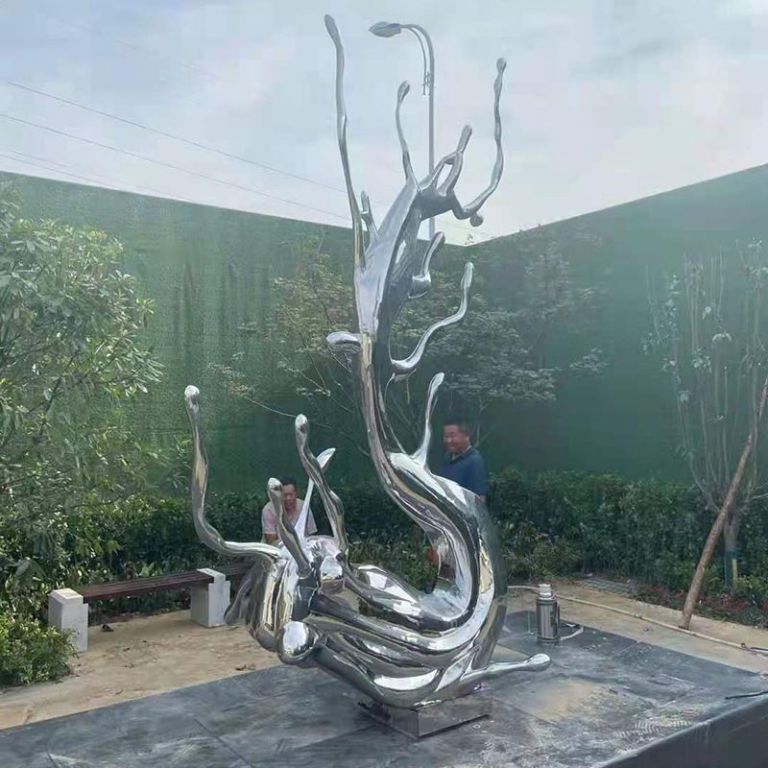 不銹鋼抽象蛟龍出海雕塑
