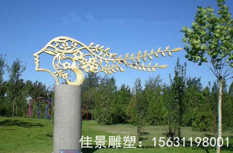 不銹鋼抽象美女輪廓雕塑