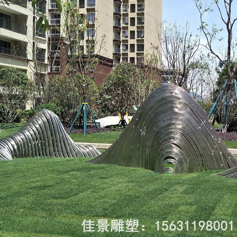 不銹鋼抽象園林假山雕塑