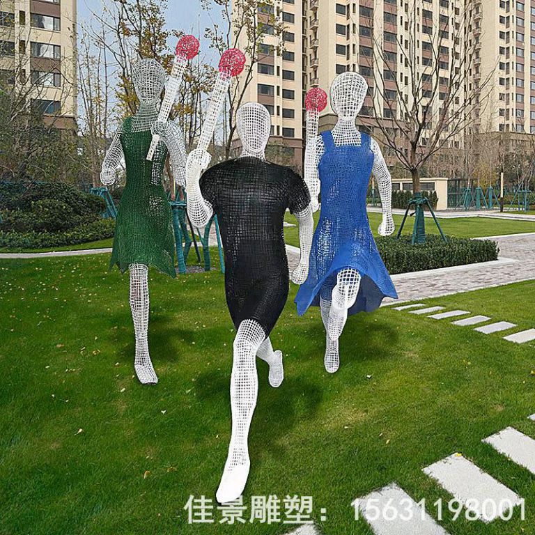 廣場不銹鋼火炬手雕塑