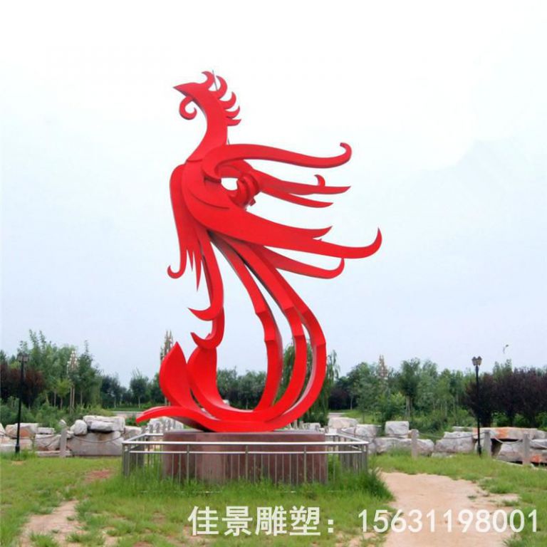 不銹鋼園林抽象鳳凰雕塑