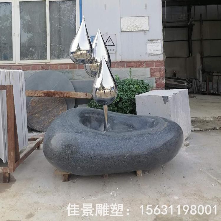 不銹鋼園林鏡面抽象水滴雕塑