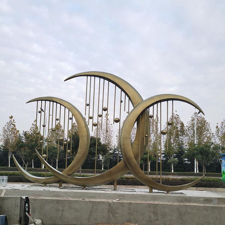 不銹鋼景區(qū)抽象圓環(huán)水簾雕塑