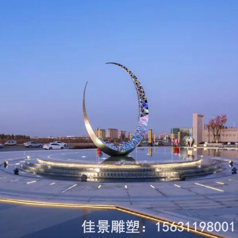 發(fā)光月亮不銹鋼雕塑
