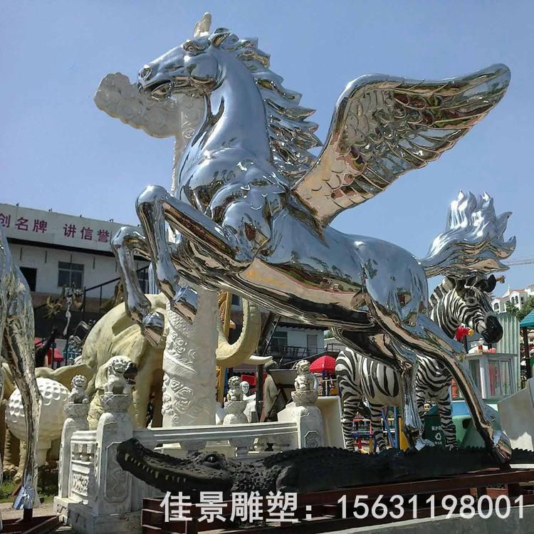 奔騰馬不銹鋼動物雕塑