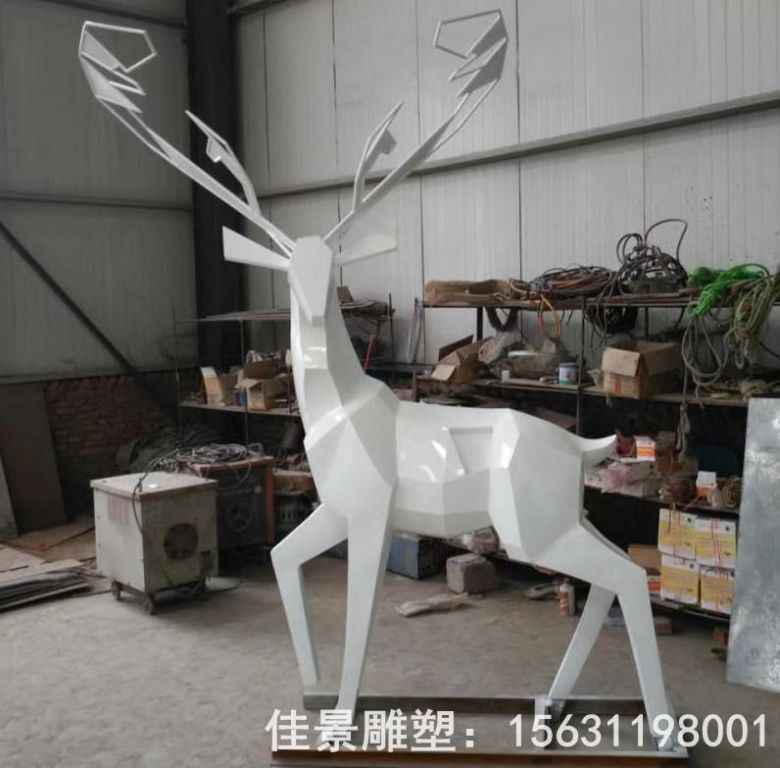 白色小鹿不銹鋼雕塑
