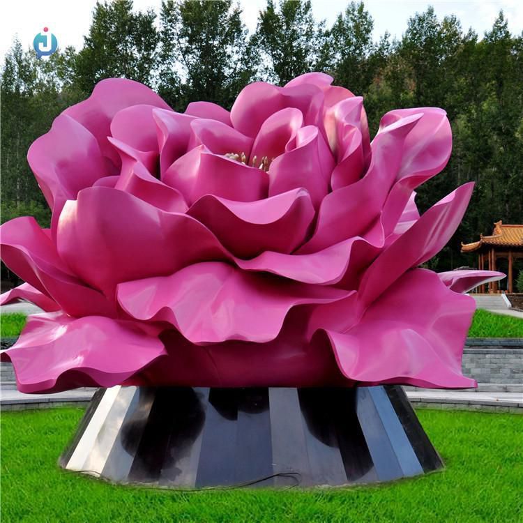 彩繪不銹鋼花朵景觀雕塑