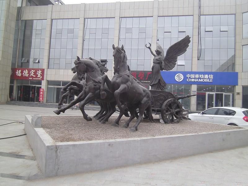 青銅古代馬車景觀銅雕