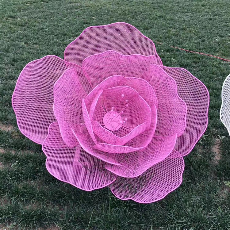 鏤空花朵公園不銹鋼雕塑