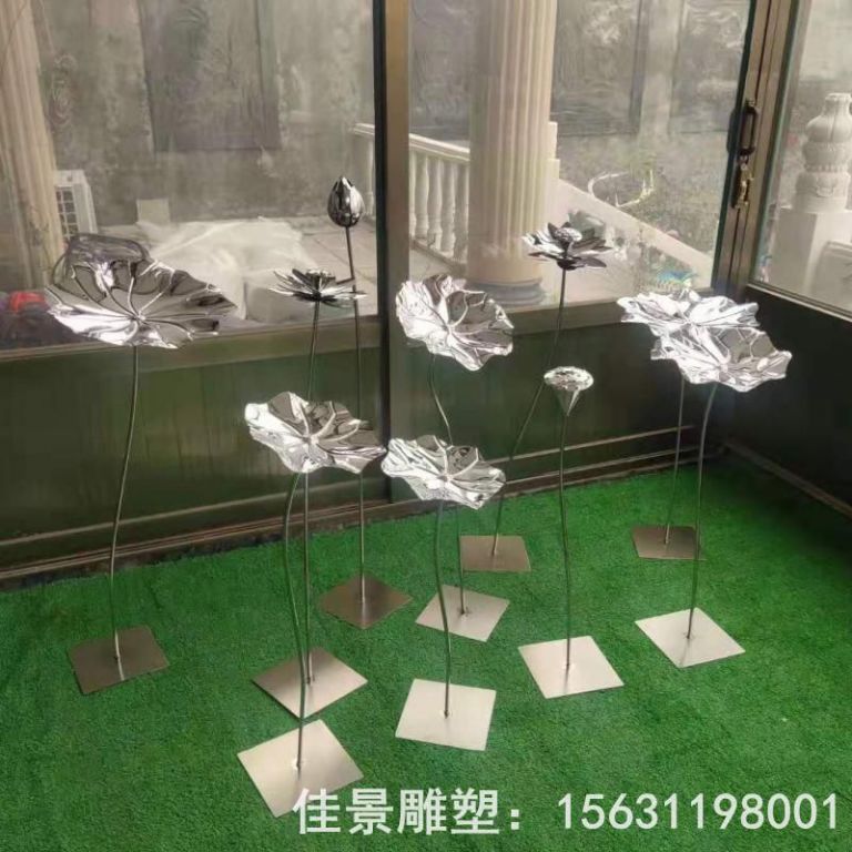 荷花景觀街邊不銹鋼雕塑