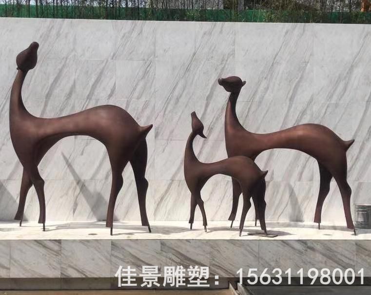 母子鹿動物標(biāo)志銅雕