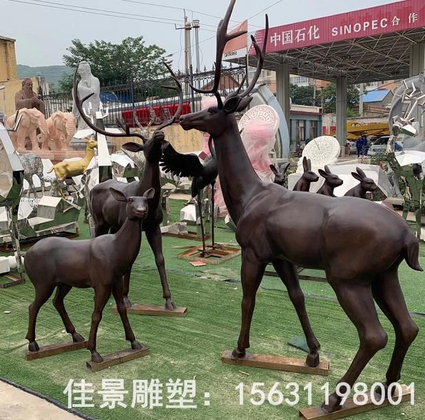 梅花鹿公園景觀銅雕