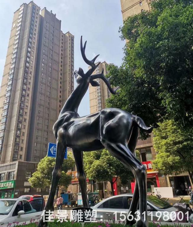 梅花鹿廣場景觀銅雕