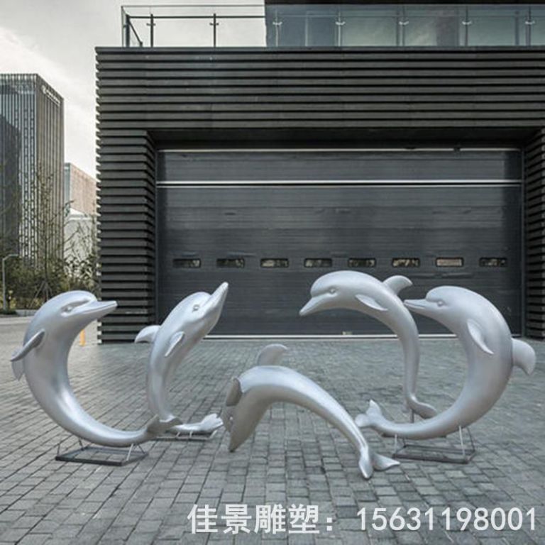 海豚跳躍抽象不銹鋼雕塑