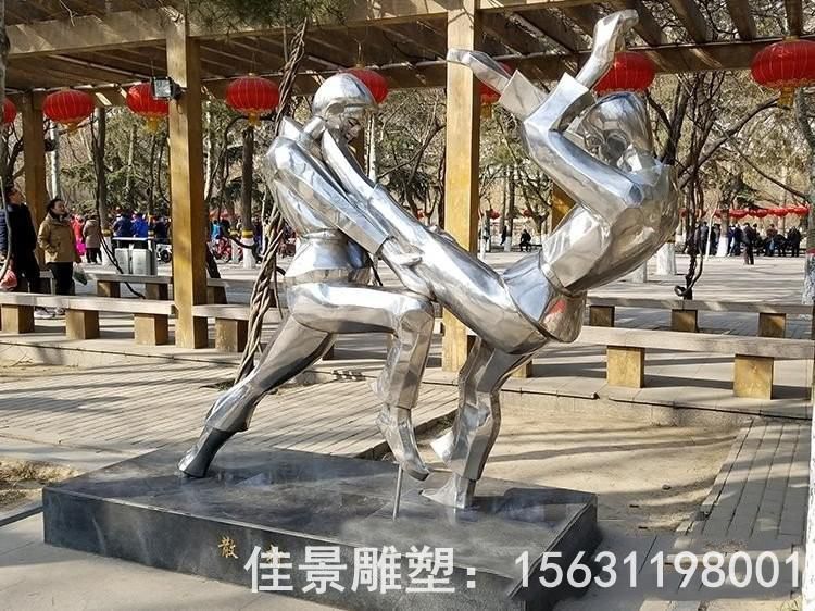 抽象彩繪人物不銹鋼雕塑