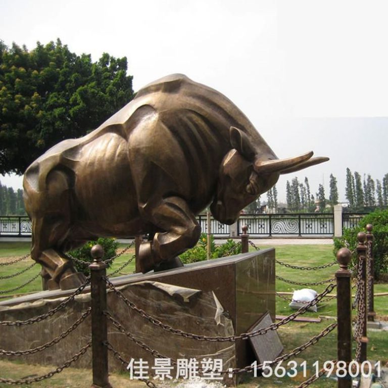 幾何動(dòng)物牛景觀銅雕