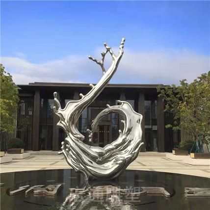 抽象鏡面海浪不銹鋼雕塑