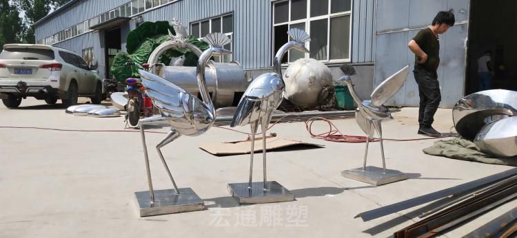 抽象仙鶴不銹鋼雕塑