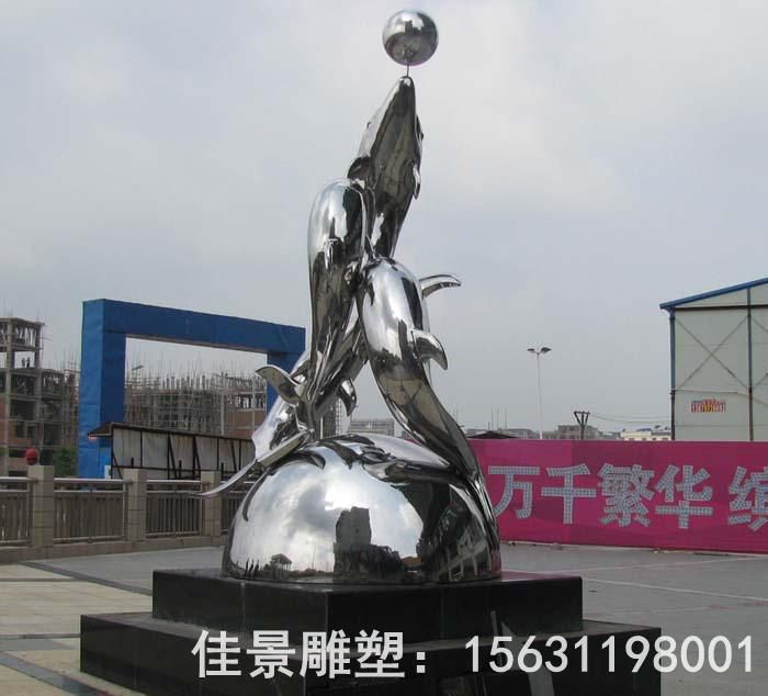 跳躍海豚不銹鋼動(dòng)物雕塑