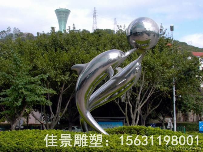 跳躍海豚不銹鋼動(dòng)物雕塑